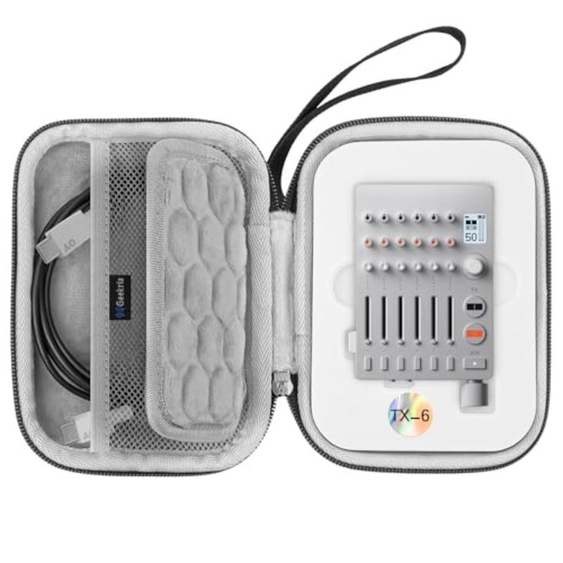 Geekria Audio Interface Carrying Case, Compatible with Teenage Engineering TX-6, EVA Hard Shell Portable Travel Bag Dark Gray - Image 1