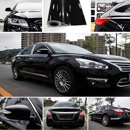SUNBIRD Black Car Wrap Vinyl Roll with Air Release DIY Styling Self Adhesive Motorbike Car Sticker Decal (24in x 5ft, Black Glossy) - Image 2