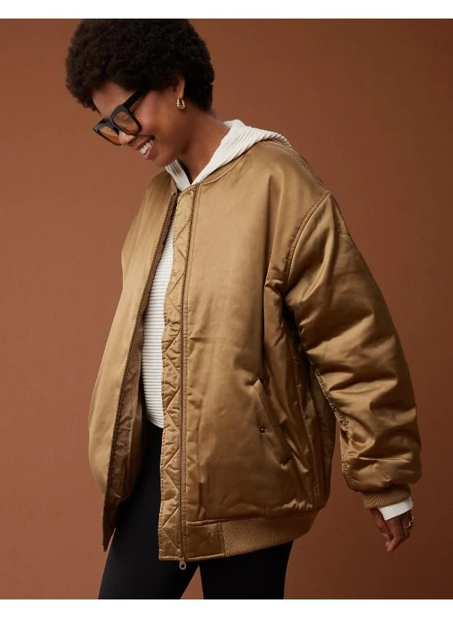 Aerie OFFLINE By Aerie Satin Bomber Jacket