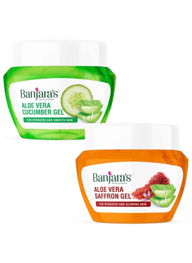 Banjara's - Aloe Vera Gel | Saffron & Cucumber Combo |For Glowing,Smooth & Hydrated Skin |Non-Toxic|100% Vegan, Natural & Sulphate Free | 200 Gm - Image 1