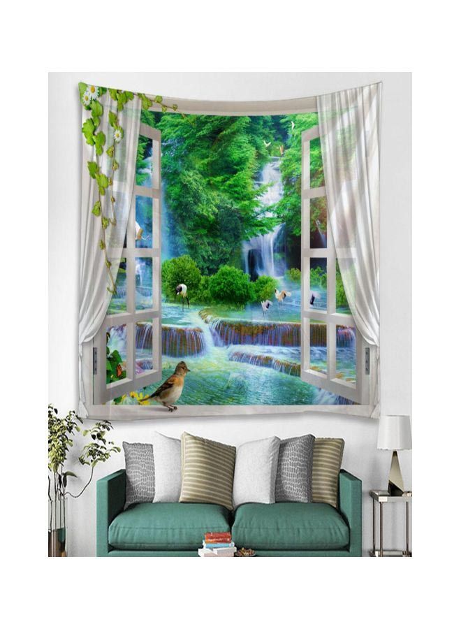 NIBEMINENT Qiangtie 3D Tree Landscape Pattern Wall Tapestry Green/Blue/White 150x200centimeter - Image 2
