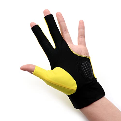 CUESOUL Professional Billiard Gloves Yellow-Wear on Left Hand Size L - Image 1