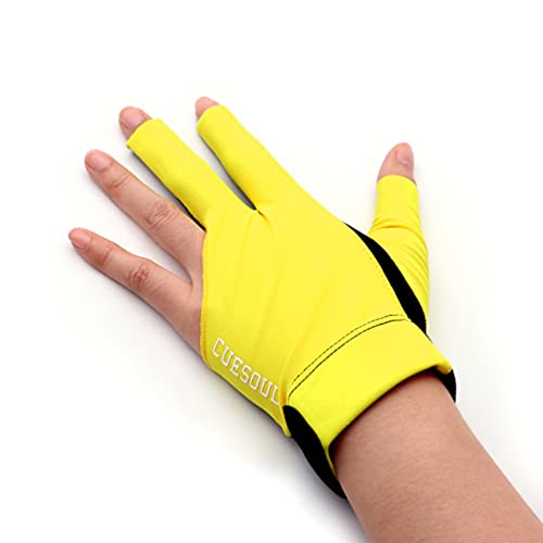 CUESOUL Professional Billiard Gloves Yellow-Wear on Left Hand Size L - Image 2
