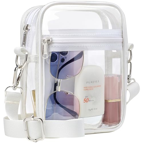 PACKISM Clear Purses for Women Stadium - Clear Bag Stadium Approved Crossbody Bag Adjustable Shoulder Strap for Concerts Sports Festivals Events Game Day, White - Image 1