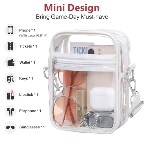 PACKISM Clear Purses for Women Stadium - Clear Bag Stadium Approved Crossbody Bag Adjustable Shoulder Strap for Concerts Sports Festivals Events Game Day, White - Image 4