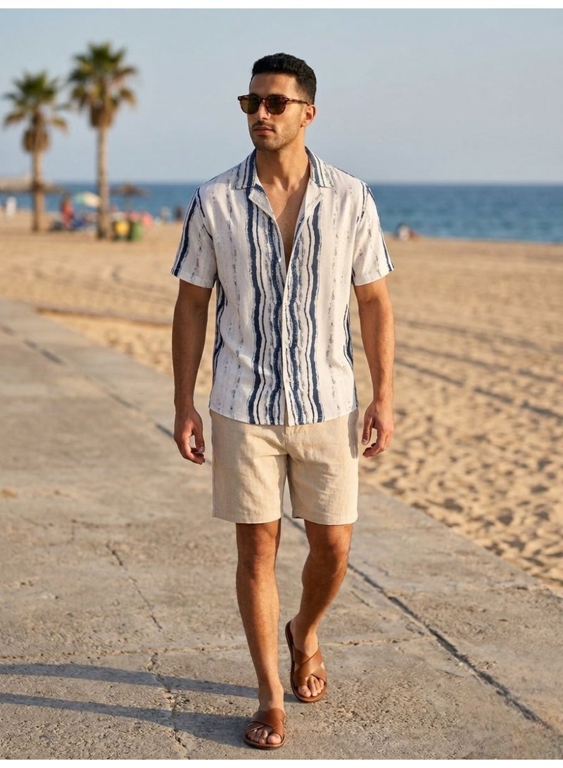 Hikes Men’s Premium Striped Shirt , Lightweight Breathable Summer Casual Shirt - Image 2
