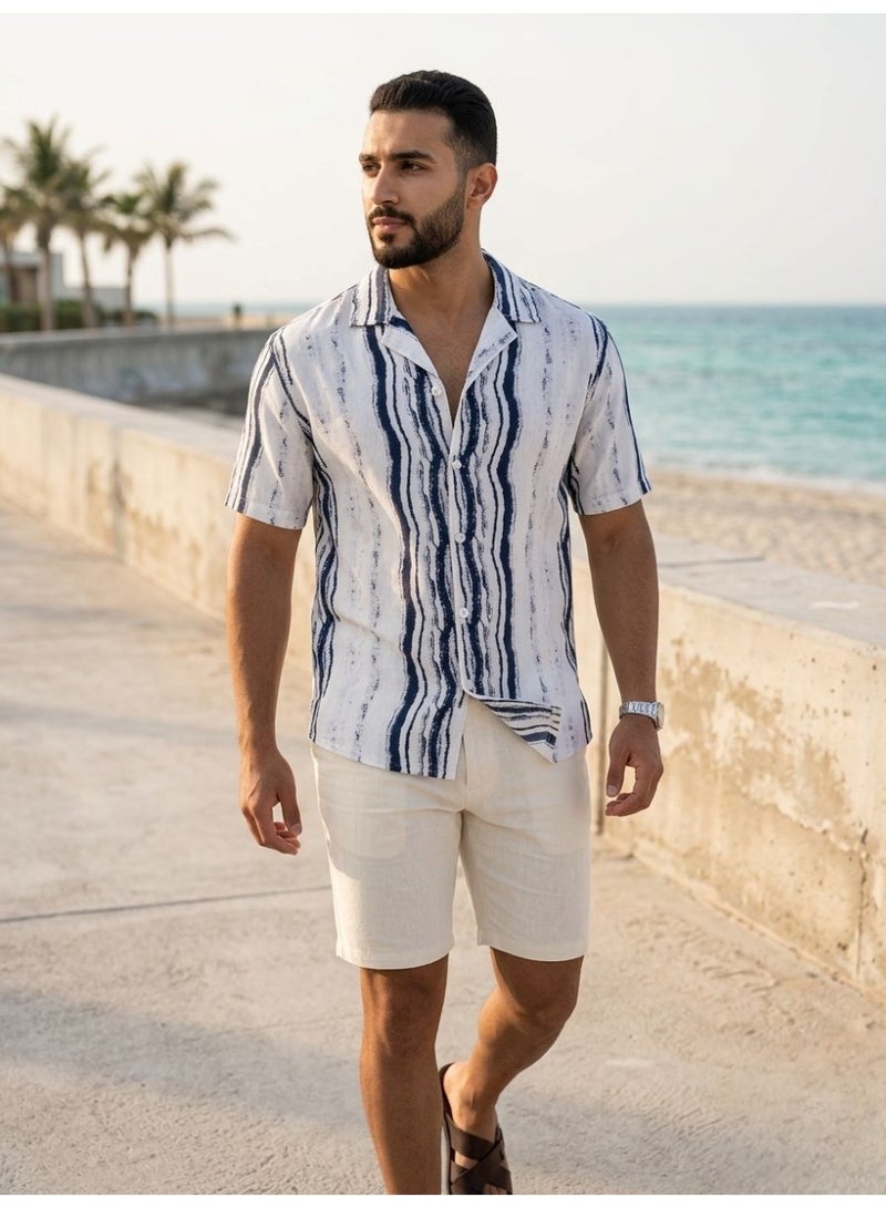 Hikes Men’s Premium Striped Shirt , Lightweight Breathable Summer Casual Shirt - Image 3