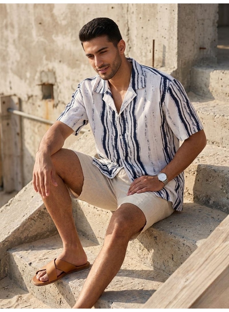 Hikes Men’s Premium Striped Shirt , Lightweight Breathable Summer Casual Shirt - Image 1