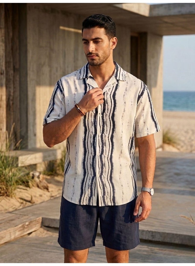 Hikes Men’s Premium Striped Shirt , Lightweight Breathable Summer Casual Shirt - Image 4