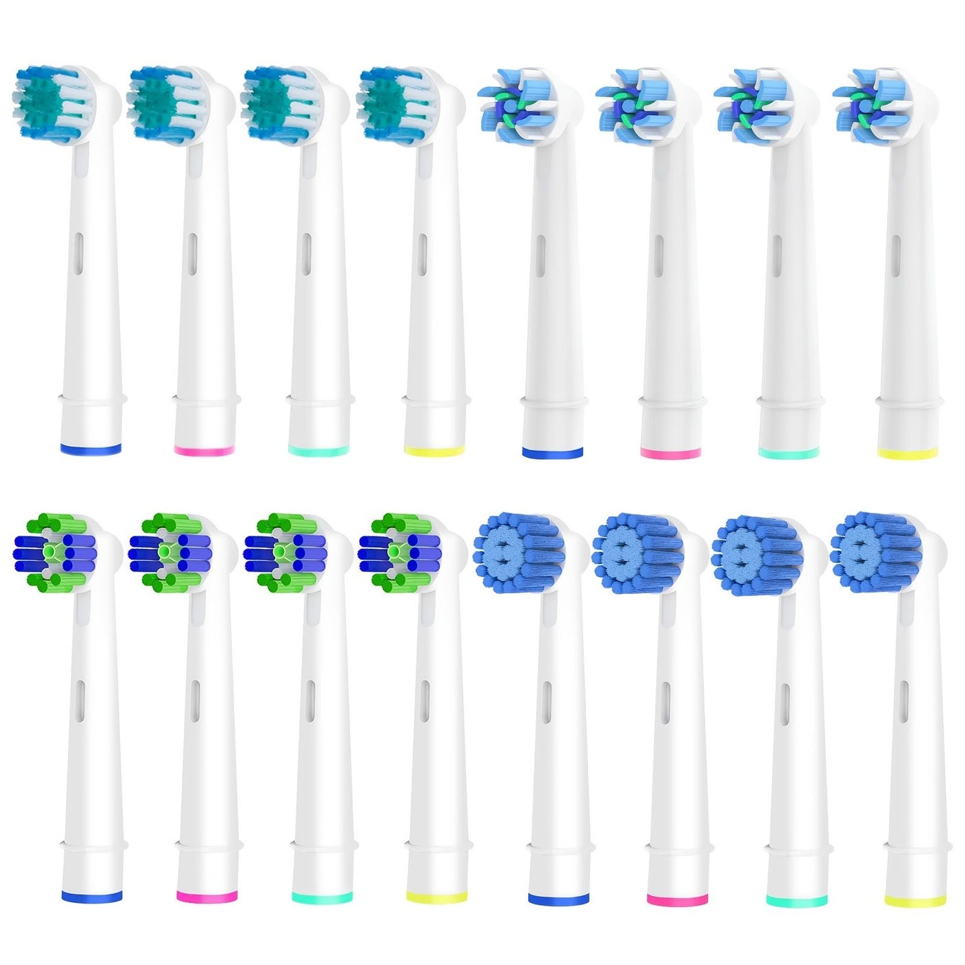 16 Replacement Brush Heads Compatible With Oral B Electric Toothbrushes White Precision Clean Cross Clean 3D Clean Sensitive Clean Pack Of 16