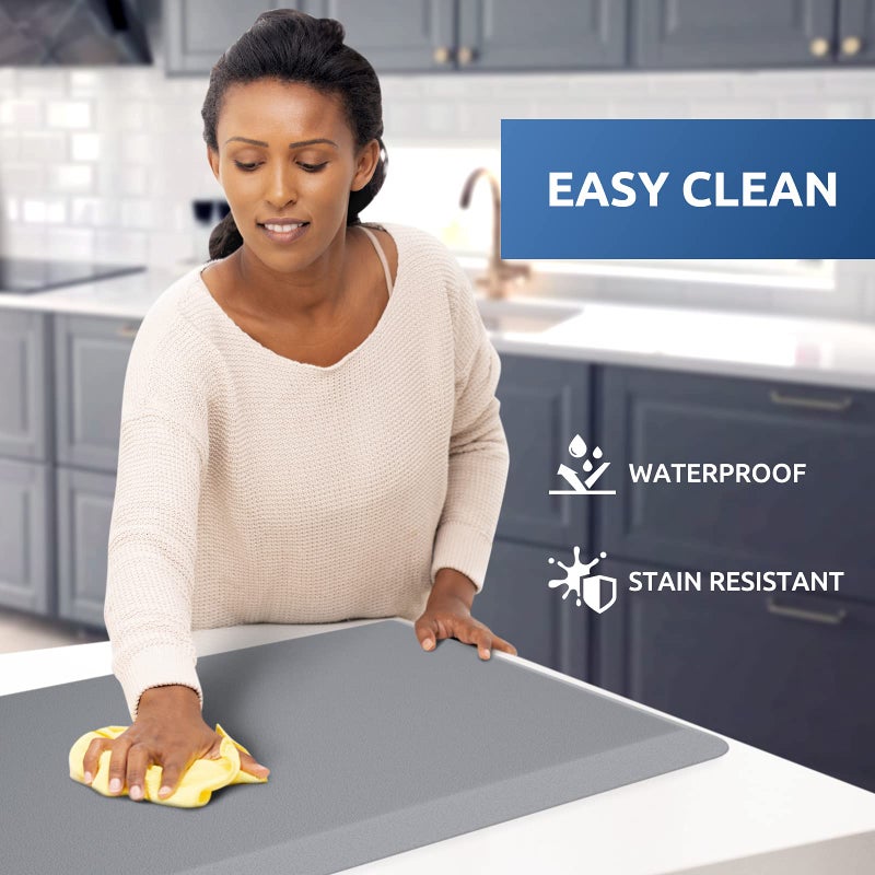 KitchenClouds Kitchen Mat Cushioned Anti Fatigue Kitchen Rug 17.3"x60" Water Resistant Non Slip Kitchen Rugs and Mats Standing Desk Mat Comfort Floor Mats for Kitchen House Sink Office (Grey) - Image 3