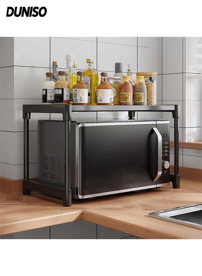 DUNISO Kitchen Storage Rack, Multifunctional Microwave rack,Countertop Rack Organizer with Non-Slip Feet, for Spices, Pots and Pans（Black） - Image 1