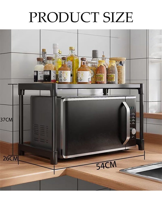 DUNISO Kitchen Storage Rack, Multifunctional Microwave rack,Countertop Rack Organizer with Non-Slip Feet, for Spices, Pots and Pans（Black） - Image 2