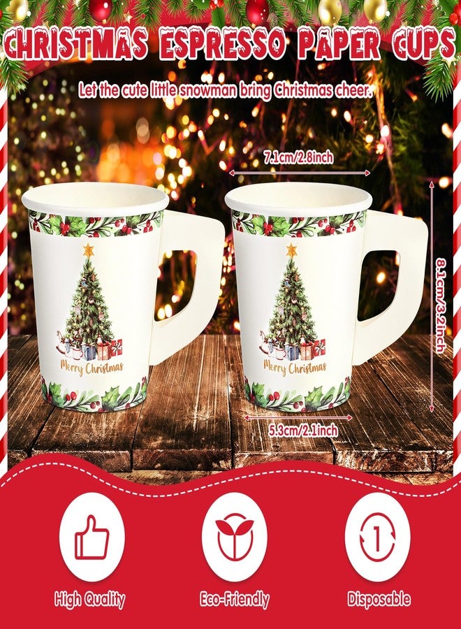 Maxcheck أكواب ورقية إسبريسو ماكس تشيك 100 قطعة مع مقبض 7 أونصات لشرب عيد الميلاد شجرة عيد الميلاد أكواب شاي قابلة للتصرف أكواب شوكولاتة ساخنة ملحقات بار لتزيين حفلة عيد الميلاد - Image 3