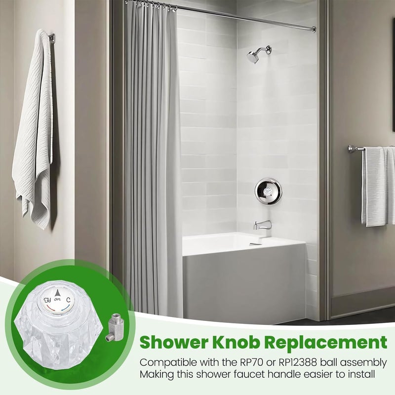 gcbcrit Shower Faucet Handle Replacement for RP41661, Replacement Shower Handle Compatible with Delta and Peerless Single Handle Tub Faucets, Clear Acrylic Shower Faucet Handle - Image 3