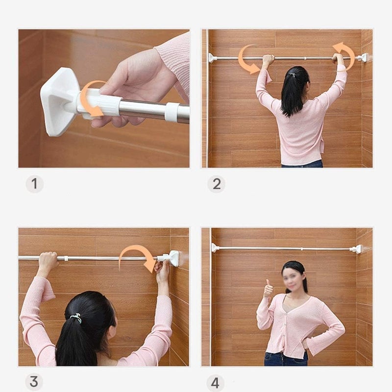 FASHION.HOME" Extendable and Shortened Stainless Steel Curtain Rod - Multi Use - No Drilling Installation - High Quality - Image 2
