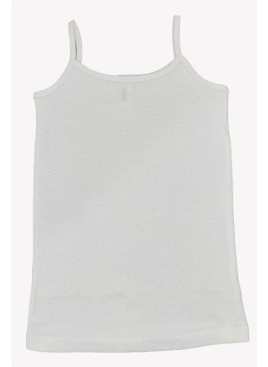 Şahinler Girls Cotton Rope Strap Chest Stoned Children's Undershirt White 