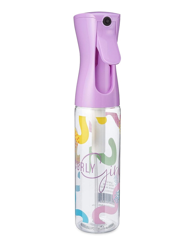 Curly Girl Curly Girl Hair Spray Bottle – Ultra Fine Extended Water Mister for Curly Hairstyling, Care and Moisturizing (10 Fl. Oz., Squiggles Lavender Top)