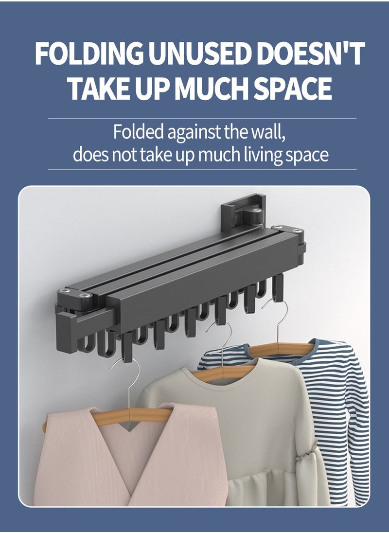 Telescopic Drying Rack, Foldable Aluminium Drying Rack, Wall Mounted Drying Rack, Rotatable Retractable 3-Part Non-Slip Clothes Rack 120.5cm x 9cm