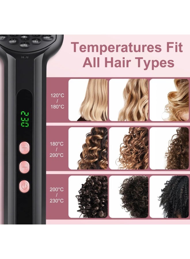 Telfun Hair Straightener Brush - Telfun Ionic Hair Straightening Brush with 13 Temps LCD Display 45s Fast Heating 60mins Auto-Off Anti-Scald Ceramic Hair Straightener Comb for Home Salon - Image 2