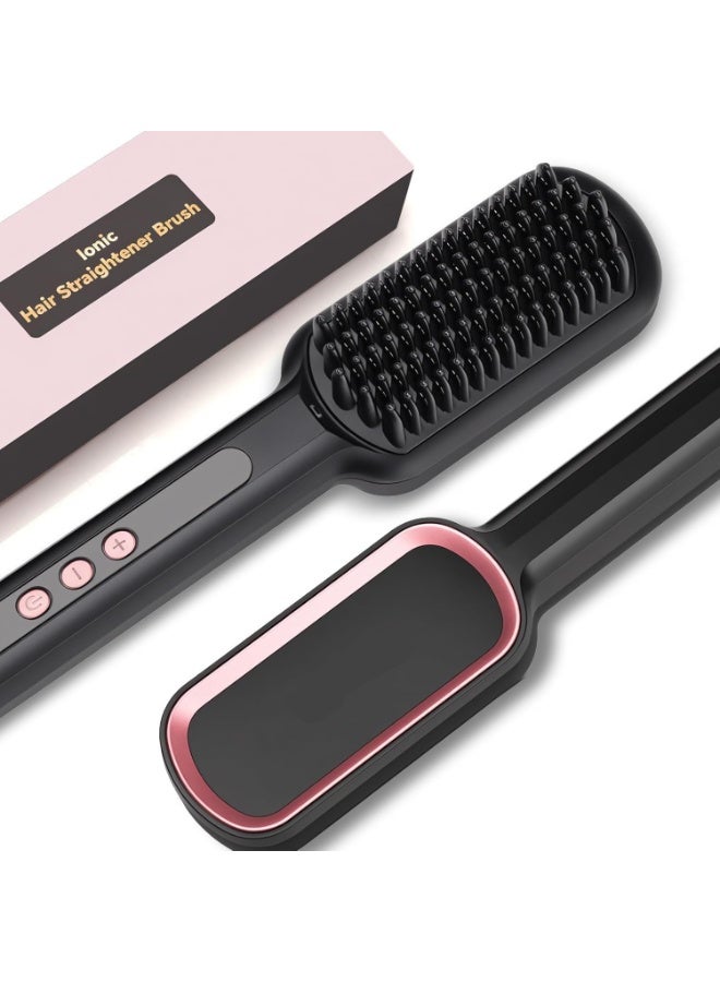Telfun Hair Straightener Brush - Telfun Ionic Hair Straightening Brush with 13 Temps LCD Display 45s Fast Heating 60mins Auto-Off Anti-Scald Ceramic Hair Straightener Comb for Home Salon - Image 1