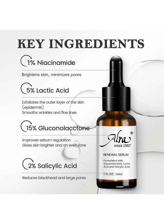 Alra Renewal Serum for Face, Exfoliating Facial Serum for Anti-Aging, Blackhead, Pores Minimizer, All-IN-ONE Night Serum Skincare Gifts for Women & Men, 1 fl oz - Image 2