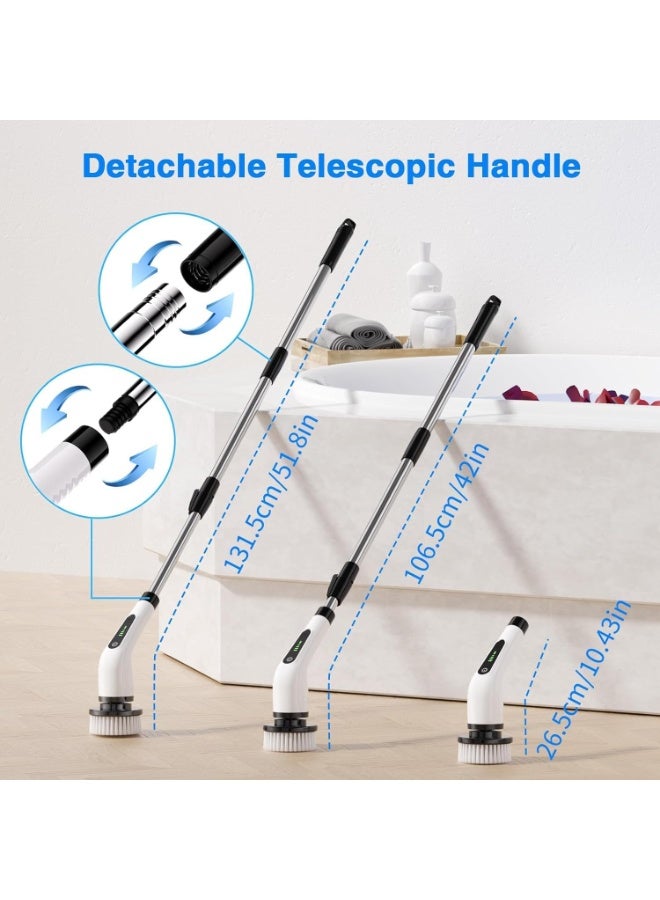 أكاليكس فرشاة تنظيف كهربائية دوارة 9 في 1 لاسلكية للحمامات، مزودة بـ 9 رؤوس فرشاة قابلة للاستبدال، ومقبض تمديد قابل للتعديل، وشاحن، ومحرك قوي بقدرة 25 واط، ومنظف كهربائي مقاوم للماء لحوض الاستحمام، والبلاط، والدش، والأرضيات، والمطبخ، وغيرها. - Image 4