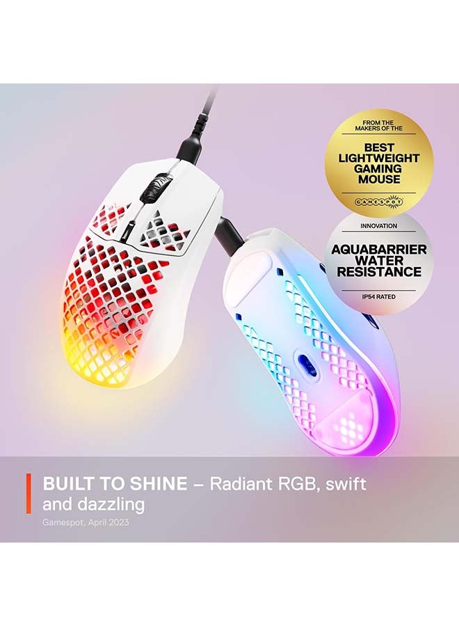 SteelSeries Aerox 3 Super Light Wired Gaming Mouse, 8500 CPI TrueMove Core Optical Sensor, Water Resistant Design, Universal USB-C Connectivity, White | 62603 - Image 5