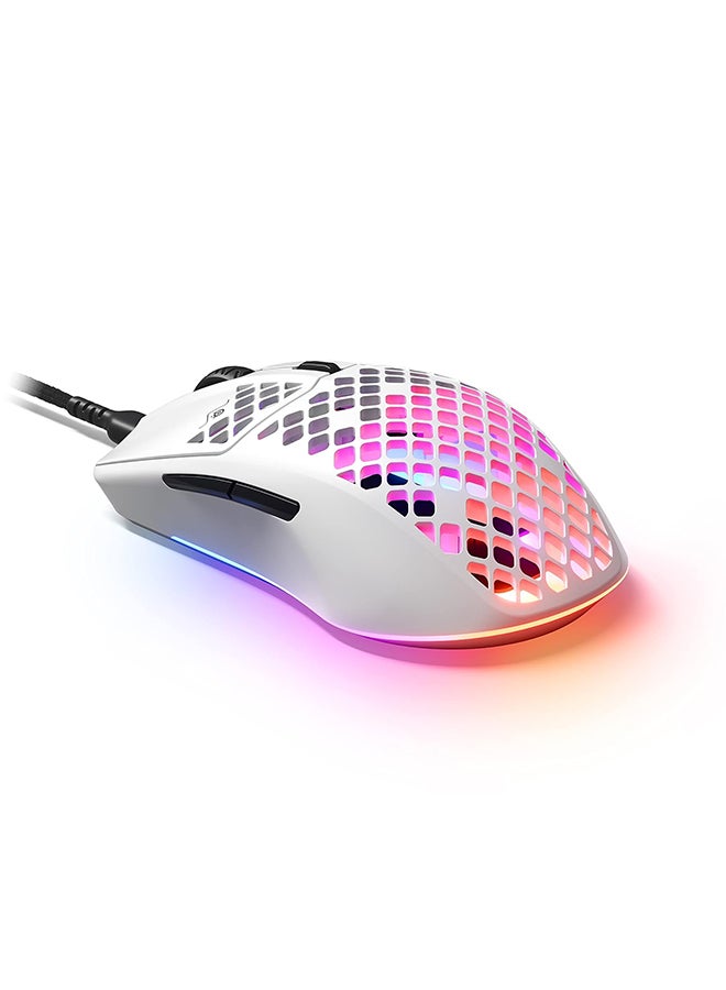 SteelSeries Aerox 3 Super Light Wired Gaming Mouse, 8500 CPI TrueMove Core Optical Sensor, Water Resistant Design, Universal USB-C Connectivity, White | 62603 - Image 2