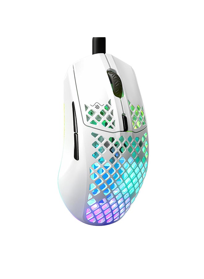 SteelSeries Aerox 3 Super Light Wired Gaming Mouse, 8500 CPI TrueMove Core Optical Sensor, Water Resistant Design, Universal USB-C Connectivity, White | 62603