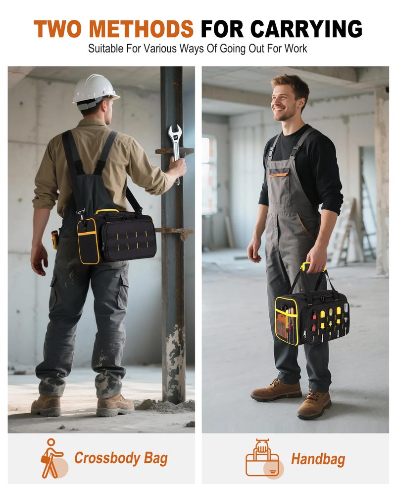 Marscamd 12-inch Tool Bag with Multiple Pockets, Heavy Duty Tool Tote for Men, Black - Image 5