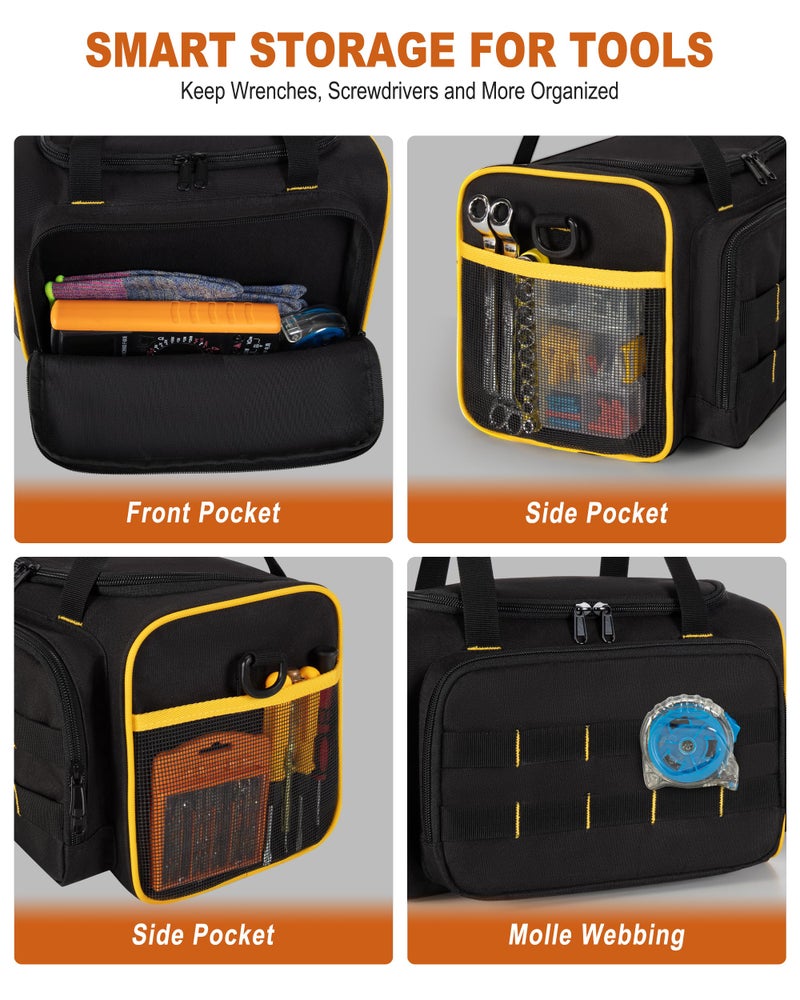 Marscamd 12-inch Tool Bag with Multiple Pockets, Heavy Duty Tool Tote for Men, Black - Image 3