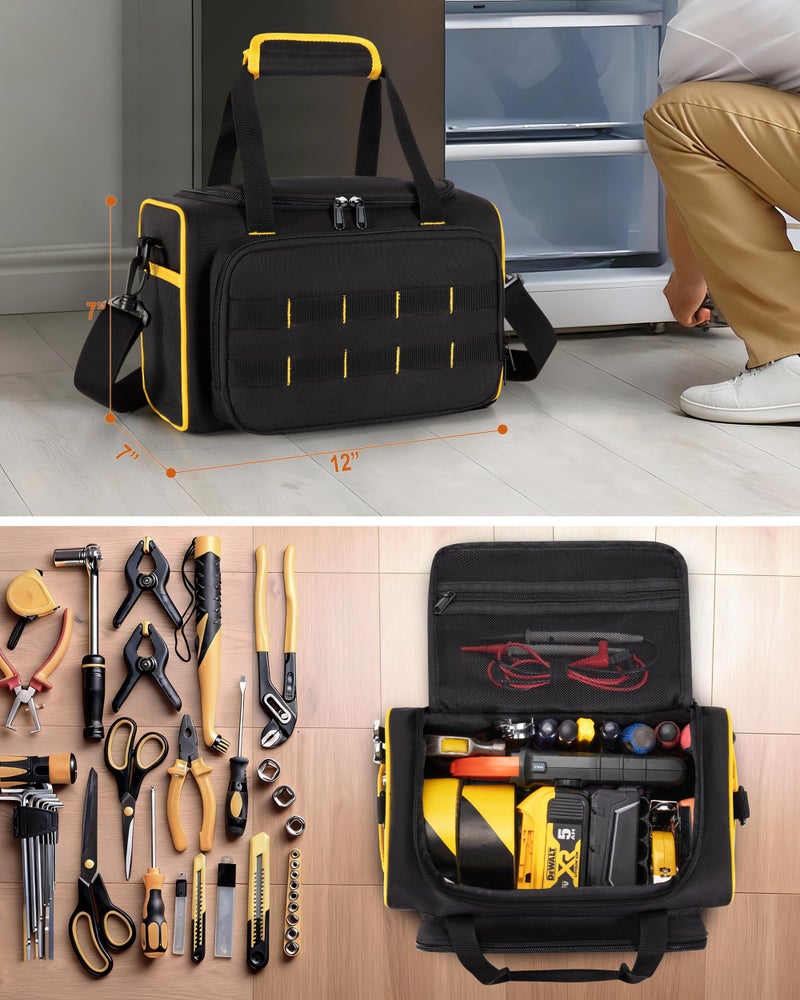 Marscamd 12-inch Tool Bag with Multiple Pockets, Heavy Duty Tool Tote for Men, Black - Image 4