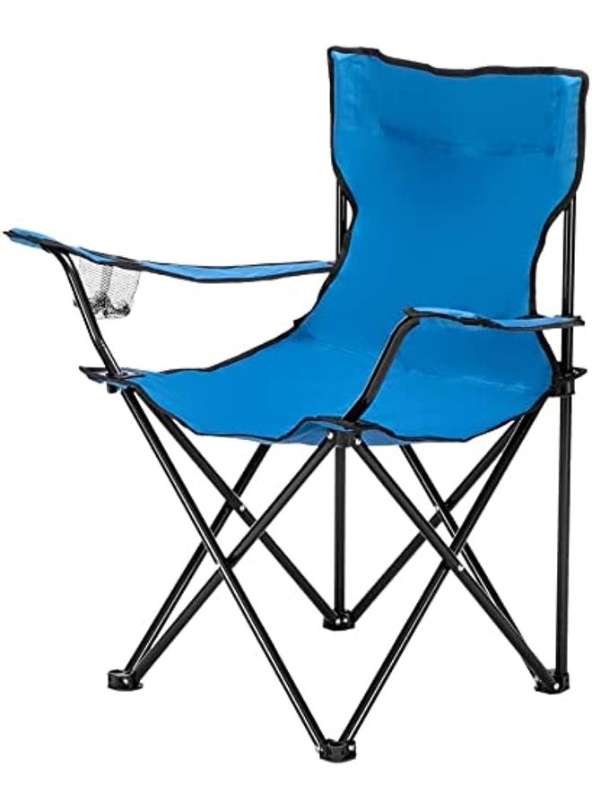 GO2CAMPS Foldable Camping Chair Heavy duty/Picnic chair/Out Door Hand Support with Cup Holder Carry Bag(Blue)  - Image 1
