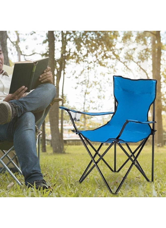 GO2CAMPS Foldable Camping Chair Heavy duty/Picnic chair/Out Door Hand Support with Cup Holder Carry Bag(Blue)  - Image 2