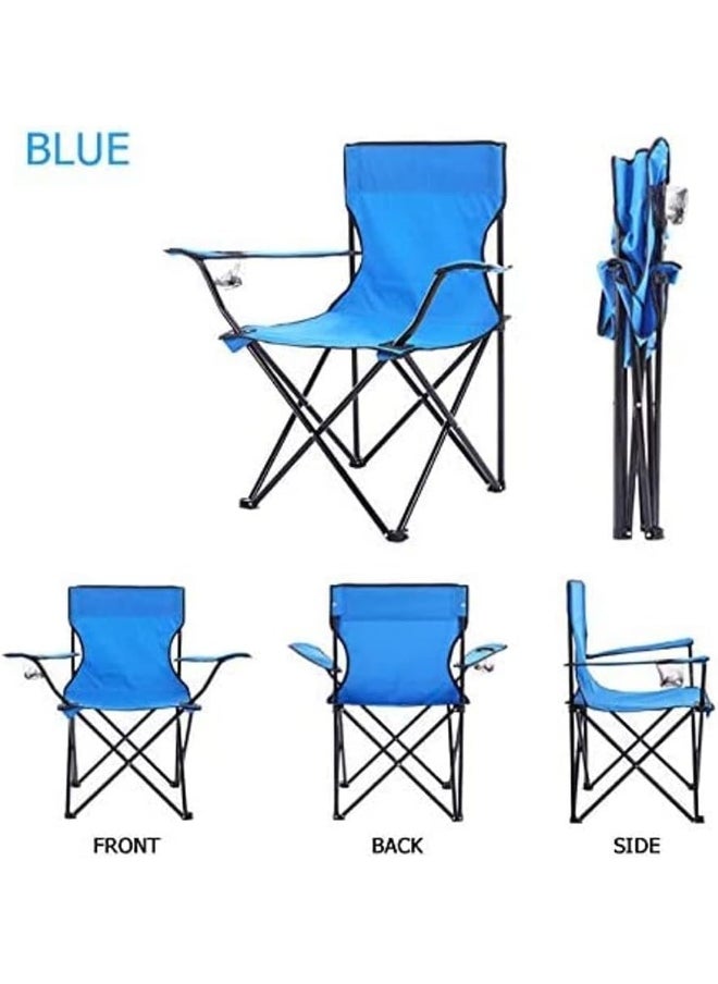 GO2CAMPS Foldable Camping Chair Heavy duty/Picnic chair/Out Door Hand Support with Cup Holder Carry Bag(Blue)  - Image 4