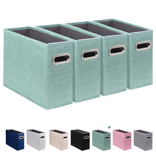 ComfortKeeper 4 Pack Letter Size File Storage Box Collapsible Fabric Hanging File Folders Organizer Portable Office Document Holder with Metal Handle Smooth PVC Rails Green - Image 1