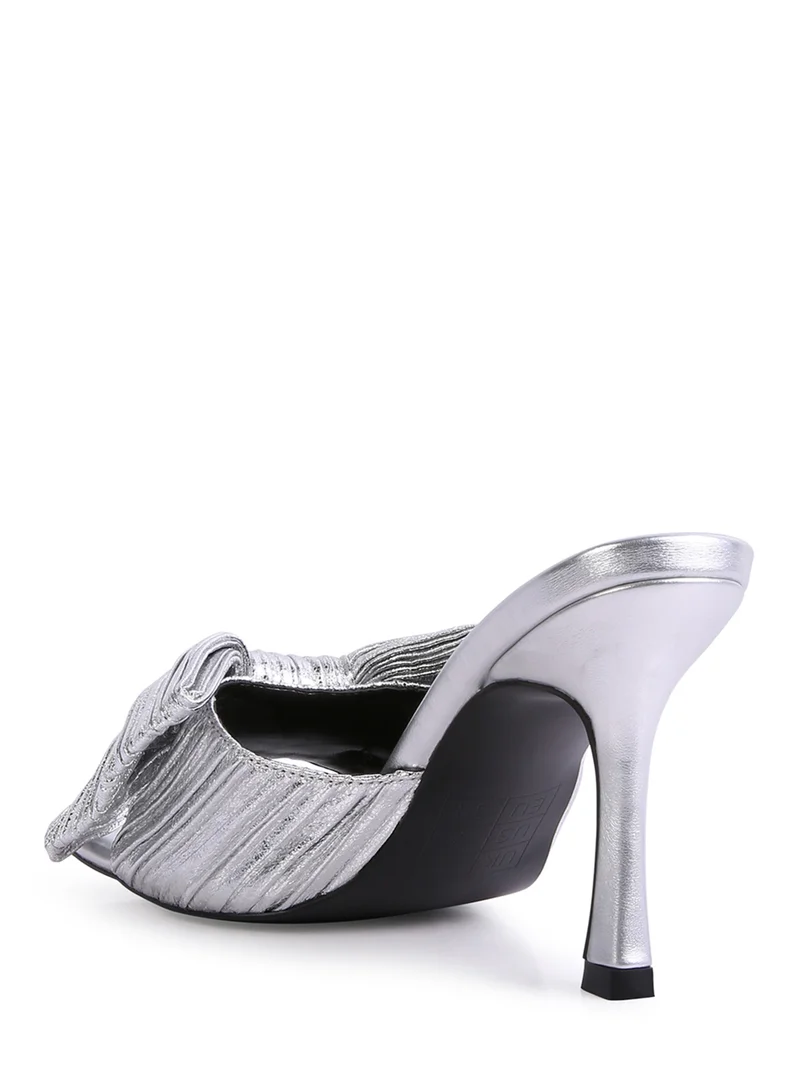 London Rag Silver High Heeled Bow Slider Sandals