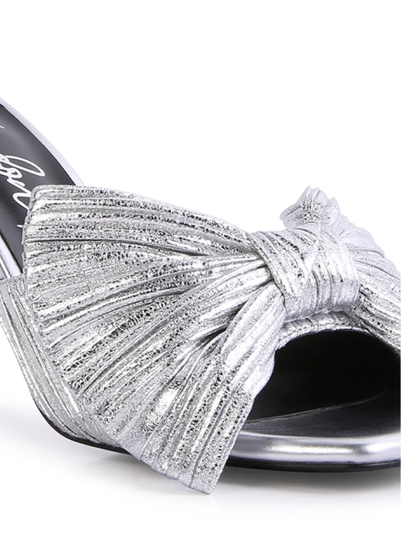 London Rag Silver High Heeled Bow Slider Sandals