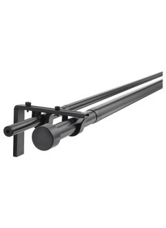 erorex Double curtain rod combination, black, 210-385 cm  - Image 1