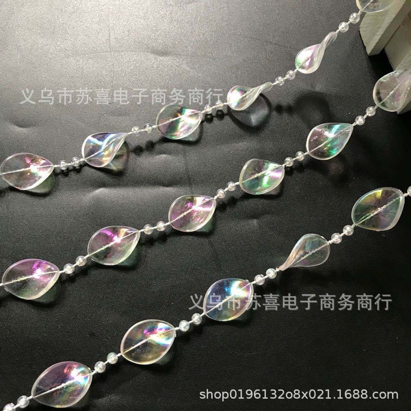 Factory direct wedding acrylic crystal bead chain wedding ceiling crystal tree Christmas tree decorative bead curtain hanging string Colorful maple leaves a kilo (about 24 meters) 