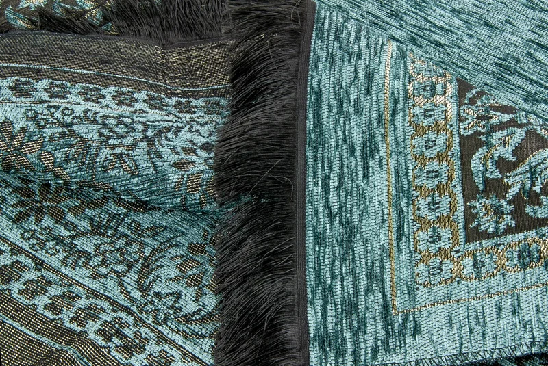 İhvan Ihvan Luxury Thick Chenille Prayer Rug with Mihrab Blue