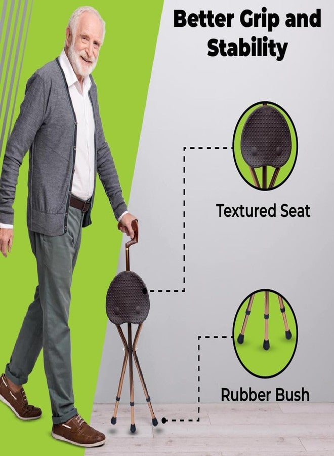 Kitwe عصا المشي Kitwe Walk & Rest | عصا مشي مريحة وقابلة لتعديل الارتفاع مع مقعد | إطار من الألومنيوم خفيف الوزن ومتين | تصميم مقاوم للخدش وصديق للبيئة لتوفير أقصى درجات الراحة والثبات. - Image 5