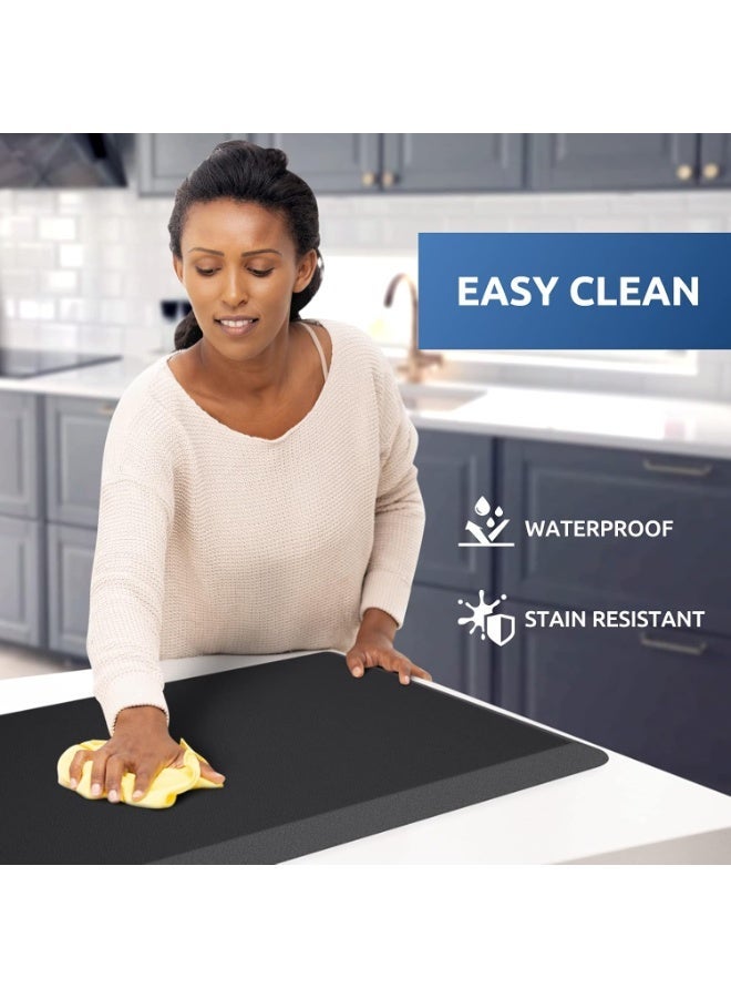 Kitchen Mat Cushioned Anti Fatigue Rug 17.3"x28" Waterproof, Non Slip, Standing and Comfort Desk/Floor Mats for House Sink Office (Black) - Image 2