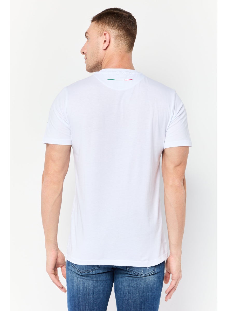 LAMBORGHINI Men Crew Neck Short Sleeve Graphic Print T-Shirt, White  - Image 4