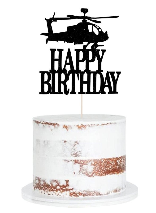 Qertesl Airplane Happy Birthday Cake Topper，First birthday Cake Decoration,Happy Birthday Cake Toppers for Boys ，Travel themed Party decorations, Black - Image 1