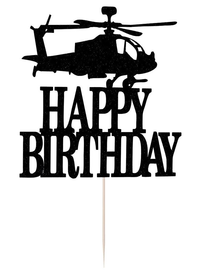 Qertesl Airplane Happy Birthday Cake Topper，First birthday Cake Decoration,Happy Birthday Cake Toppers for Boys ，Travel themed Party decorations, Black - Image 2