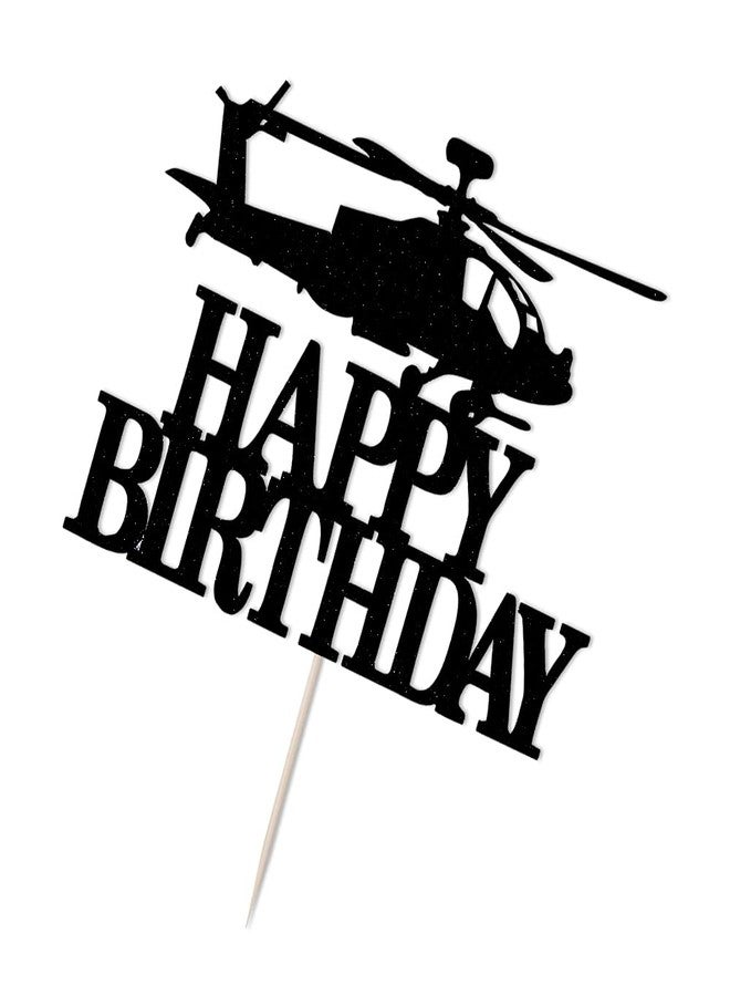 Qertesl Airplane Happy Birthday Cake Topper，First birthday Cake Decoration,Happy Birthday Cake Toppers for Boys ，Travel themed Party decorations, Black - Image 4