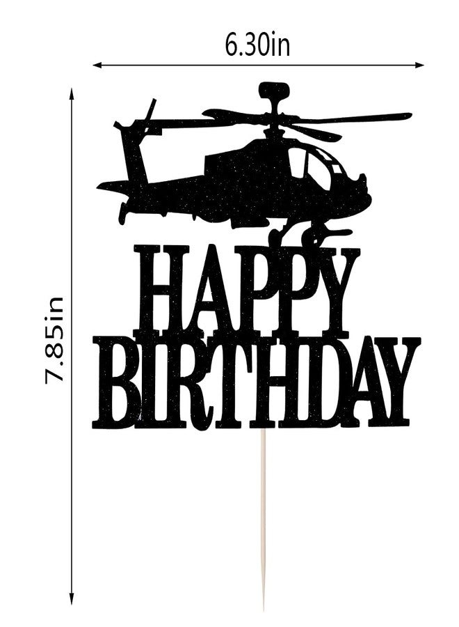 Qertesl Airplane Happy Birthday Cake Topper，First birthday Cake Decoration,Happy Birthday Cake Toppers for Boys ，Travel themed Party decorations, Black - Image 3