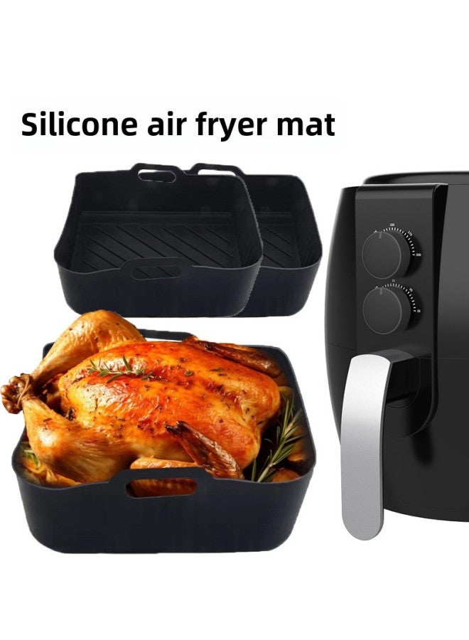 Cross-border New Products Air Fryer Silicone Baking Pan Portable Bread Basket Silicone Mat Folding Cake Baking Pan Barbecue Plate Mat-Specifications:Gray-insulated Gloves  - Image 2